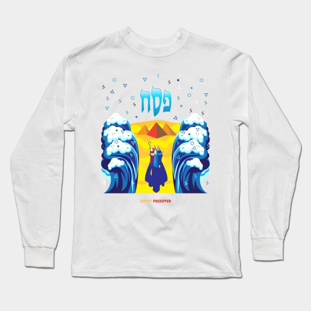 Passover Moses & Israelites' exodus from Egypt ART Collection Long Sleeve T-Shirt by sofiartmedia